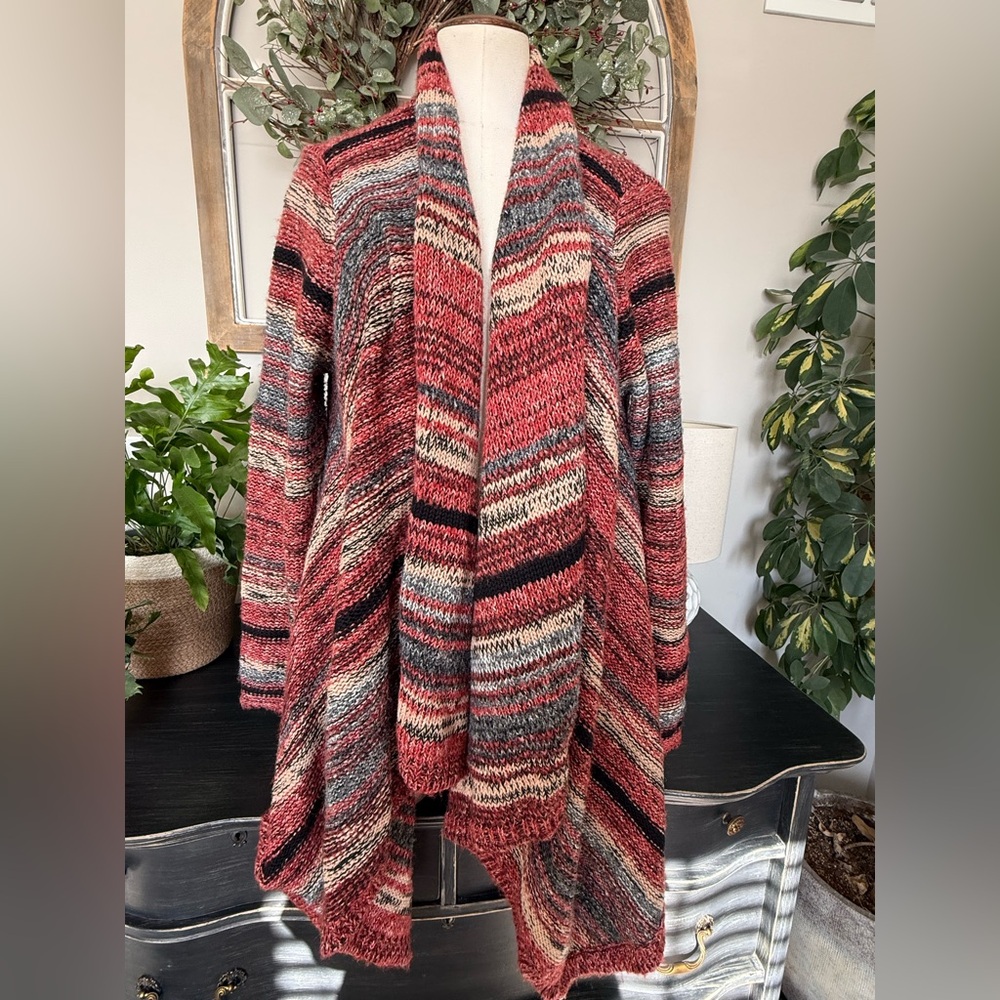 American Eagle Outfitters Striped Multicolor Open Front Cardigan